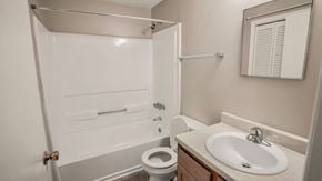 Raleigh apartment for rent - a bathroom with a sink toilet and shower
