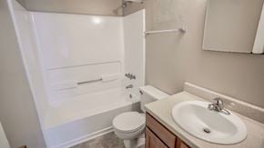 Raleigh apartment for rent - an empty bathroom with a sink toilet and shower