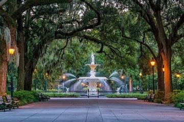 Hinesville house for rent - a fountain in the middle of a park with trees