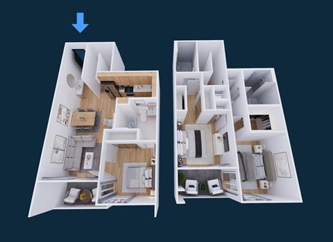 Floor plan for 3 beds, 3 baths, 1386 sqft