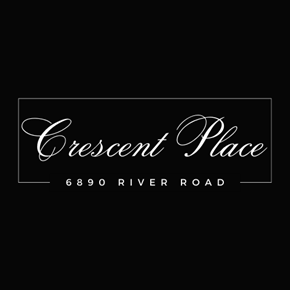 Columbus apartment for rent - A logo with cursive font that says Crescent Place and 6890 River Road.
