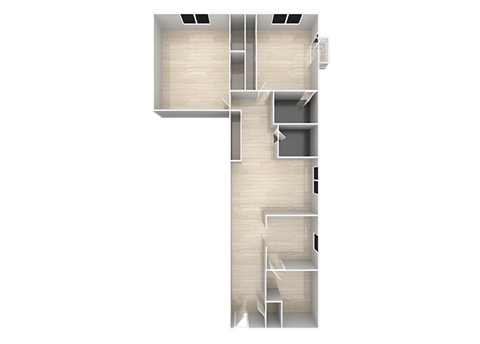 Floor plan for 2 beds, 1.5 baths, 1000 sqft