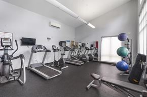 Essex apartment for rent - A gym with a variety of equipment including treadmills, exercise balls, and weights.