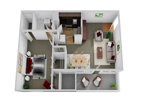 Floor plan for 1 bed, 1 bath, 600 sqft