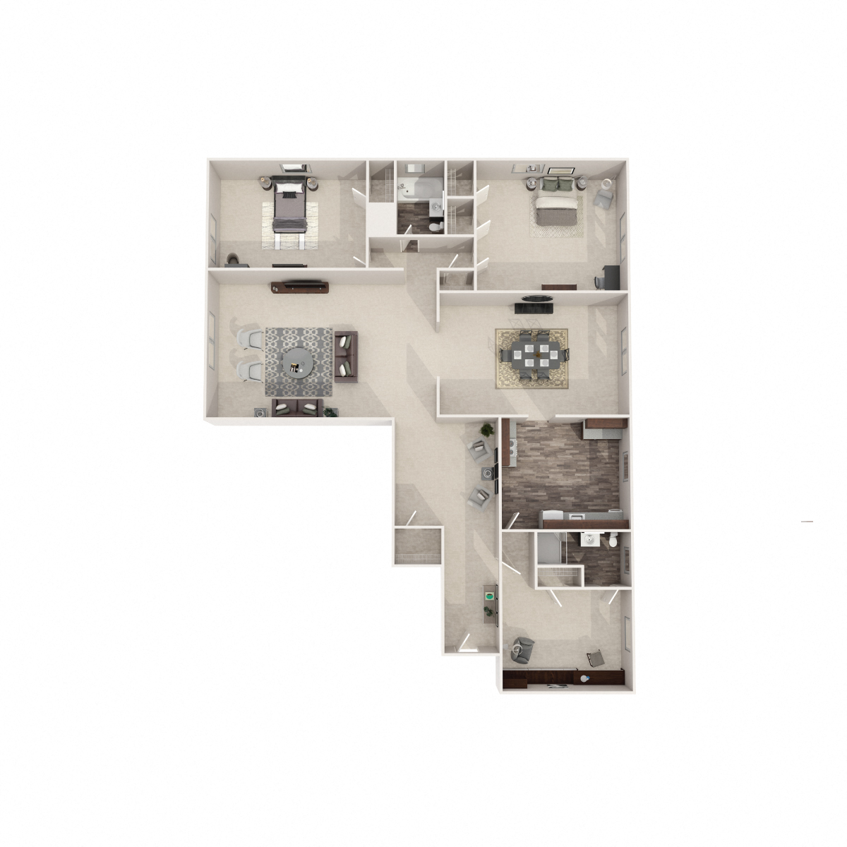 Floor plan for 2 beds, 1619 sqft