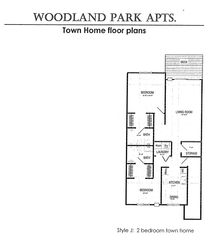 Floor plan for 2 beds, 2 baths, 1040 sqft