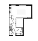 Floor plan for studio, 1 bath, 572 sqft