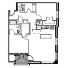 Floor plan for 2 beds, 2 baths, 1208 sqft