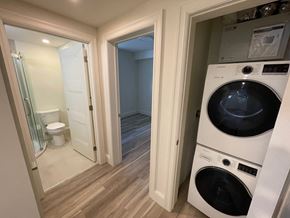 Halifax apartment for rent - a small laundry room with a washer and dryer