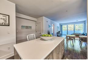 Los Angeles apartment for rent - A kitchen with a white counter and a bowl of fruit on it.