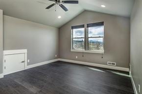 Bend apartment for rent - A room with a ceiling fan and a large window.
