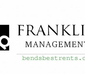 Bend house for rent - A logo with the words Franklin Management and a website address bendsbestrents.com.