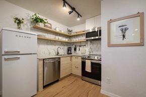 Gainesville apartment for rent - a kitchen with a refrigerator and a stove