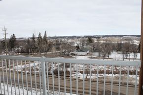 Brandon apartment for rent - the view from our balcony of the village in the snow