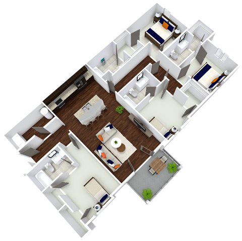 Floor plan for 1 bed, 1 bath, 288 sqft