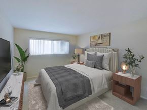 Sherman Oaks apartment for rent - a bedroom with a bed and a tv