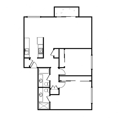 Floor plan for 2 beds, 2 baths, 1220 sqft