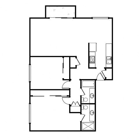 Floor plan for 2 beds, 2 baths, 1060 sqft