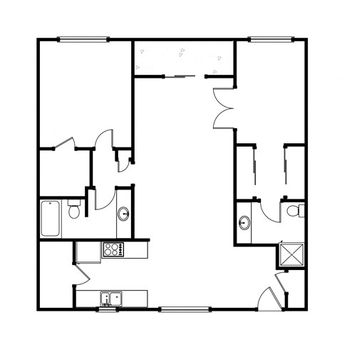 Floor plan for 2 beds, 2 baths, 1220 sqft