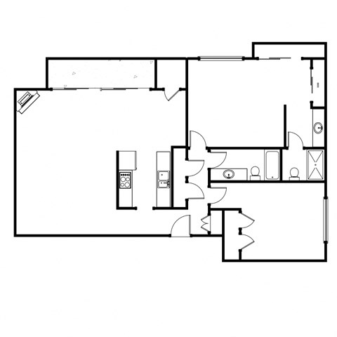 Floor plan for 2 beds, 2 baths, 1250 sqft
