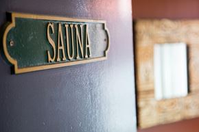 Studio City apartment for rent - A Sauna sign is mounted on a wall.