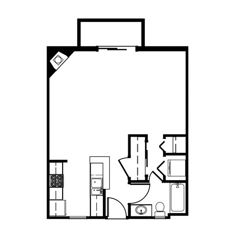 Floor plan for 2 beds, 2 baths, 1047 sqft