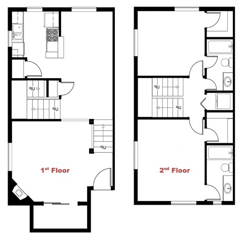 Floor plan for 2 beds, 2 baths, 1311 sqft