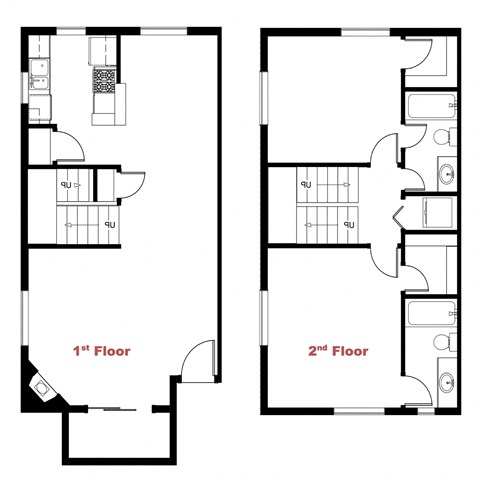 Floor plan for 2 beds, 2 baths, 1311 sqft
