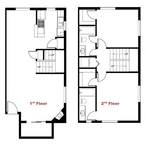 Floor plan for 2 beds, 2 baths, 1311 sqft
