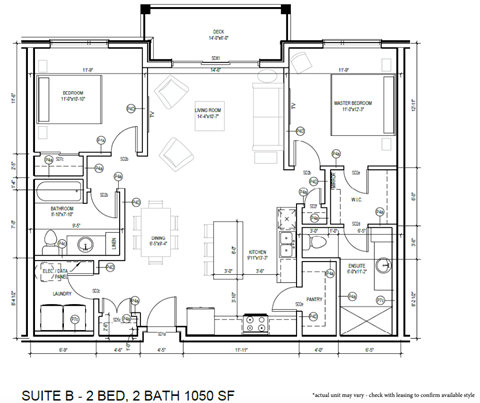 Floor plan for 2 beds, 2 baths, 1084 sqft