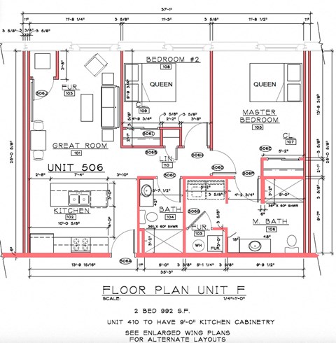 Floor plan for 2 beds, 2 baths, 1168 sqft