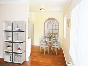 Baldwin Park apartment for rent - a dining room with a table and chairs and a bookshelf