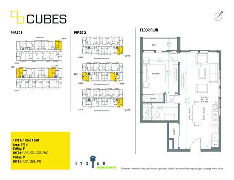 Floor plan for 1 bed, 1 bath, 579 sqft