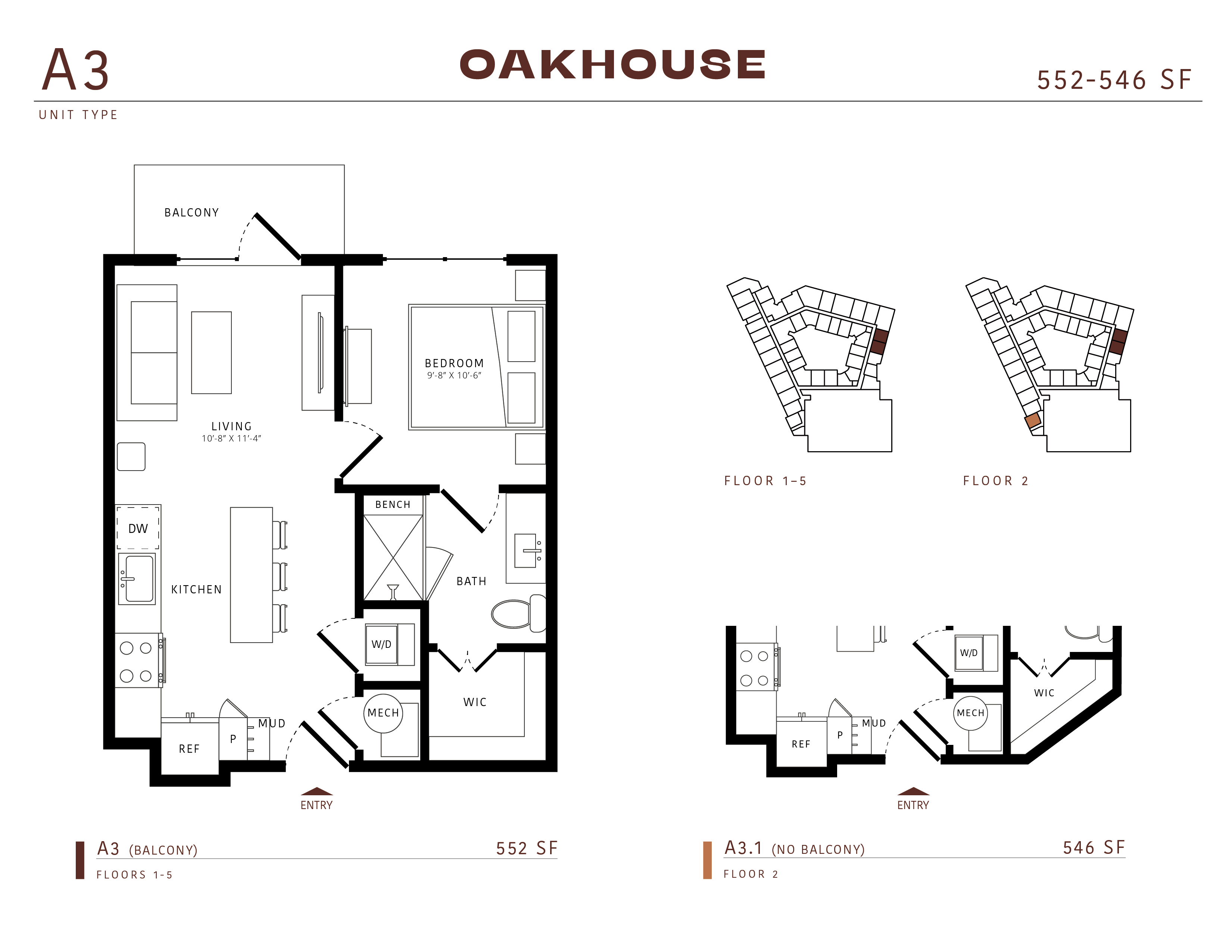 Floor plan for studio, 1 bath, 552 sqft