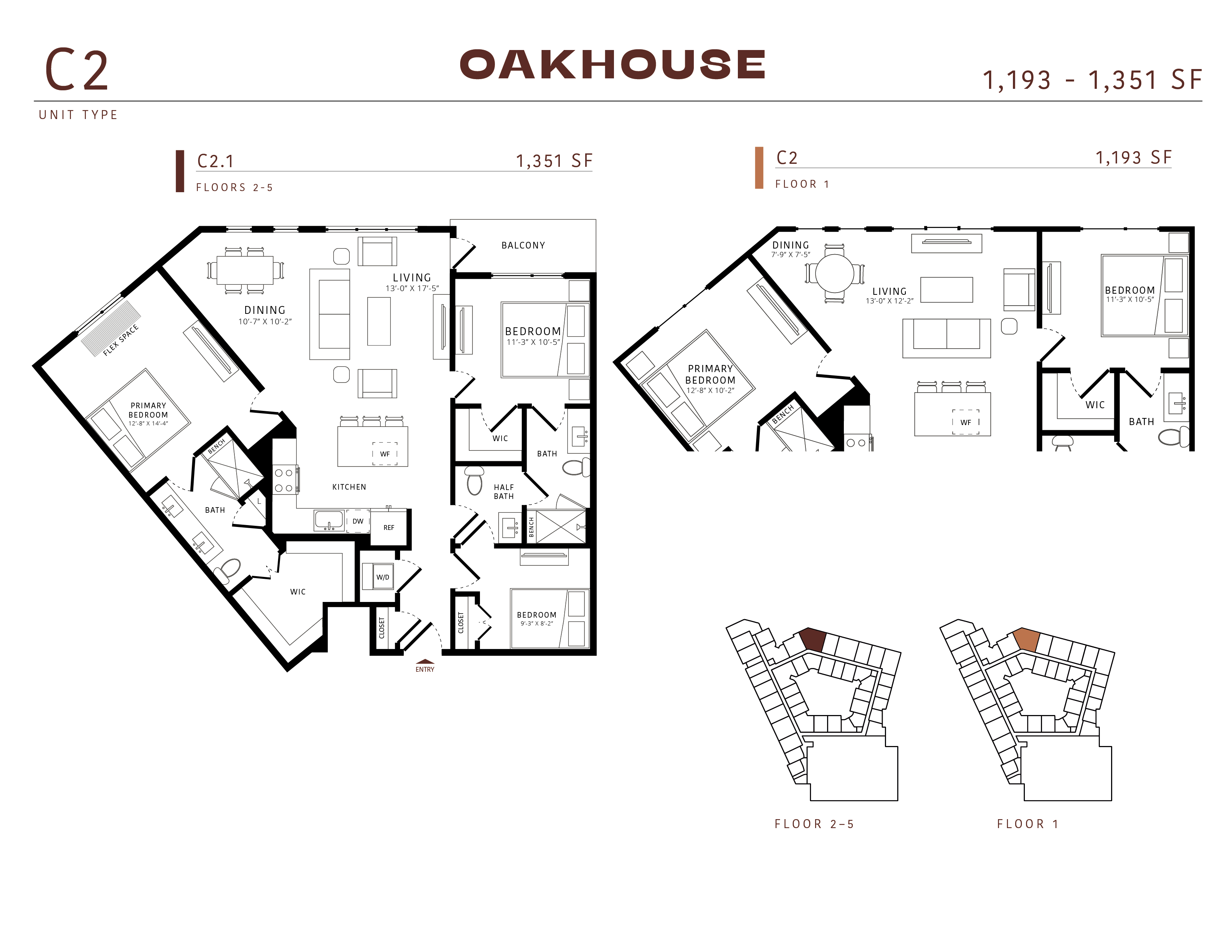 Floor plan for 3 beds, 2 baths, 1351 sqft