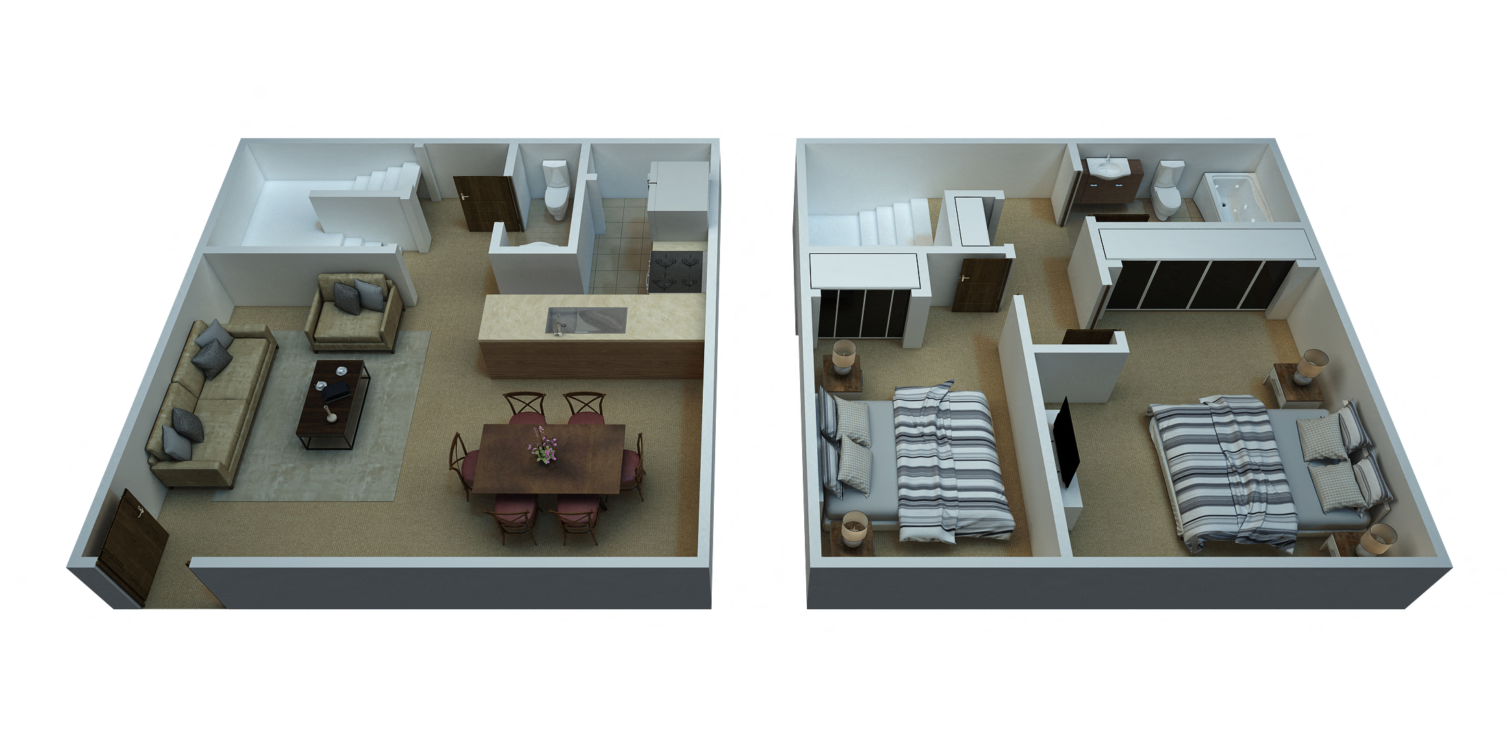Floor plan for 2 beds, 1.5 baths, 924 sqft