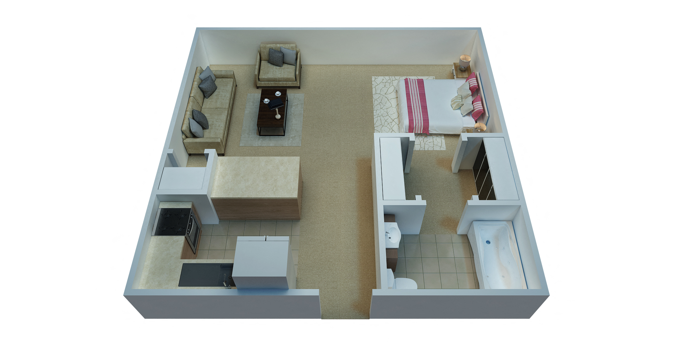 Floor plan for studio, 1 bath, 462 sqft