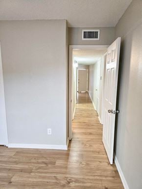 Broussard apartment for rent - a hallway with white walls and wood floors and a white door