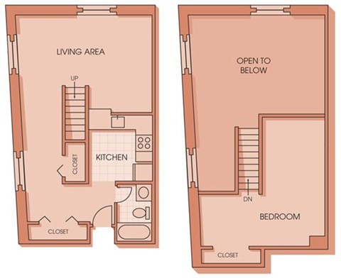 Floor plan for 1 bed, 1 bath, 811 sqft