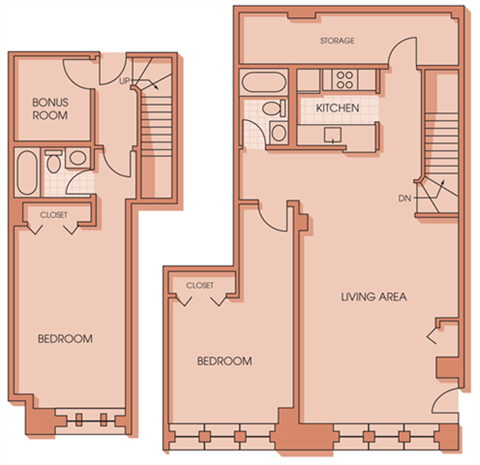 Floor plan for 2 beds, 2 baths, 1628 sqft
