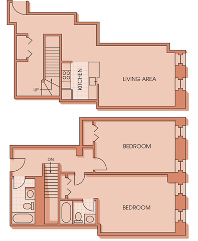 Floor plan for 2 beds, 2 baths, 1176 sqft