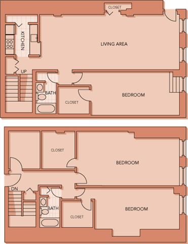 Floor plan for 3 beds, 2 baths, 2063 sqft