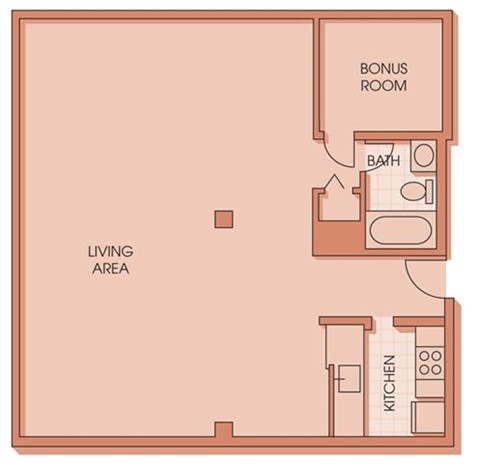 Floor plan for studio, 1 bath, 702 sqft