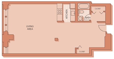 Floor plan for studio, 1 bath, 930 sqft