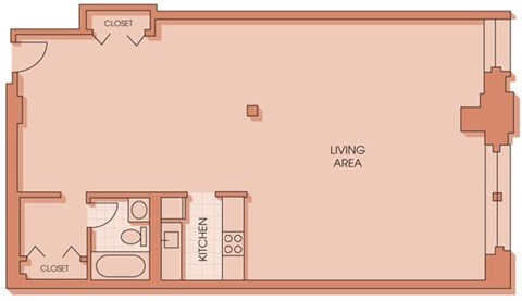Floor plan for studio, 1 bath, 1038 sqft