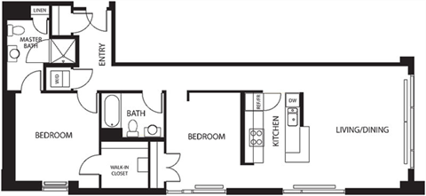 Floor plan for 2 beds, 2 baths, 1111 sqft