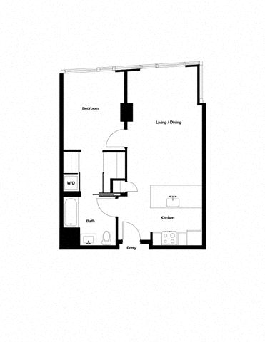 Floor plan for 1 bed, 1 bath, 701 sqft