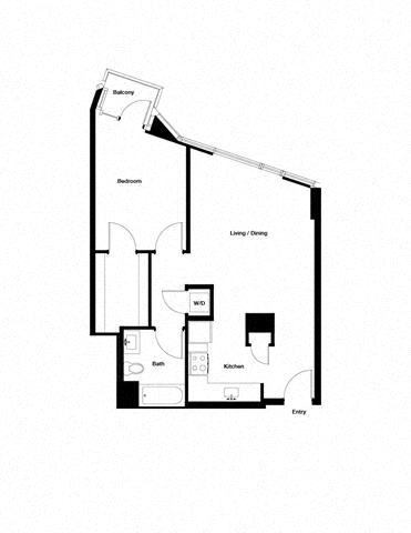Floor plan for 1 bed, 1 bath, 705 sqft