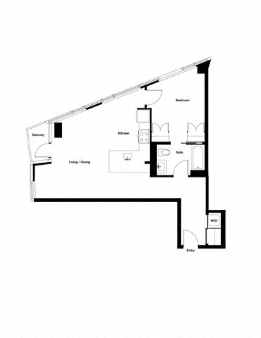 Floor plan for 1 bed, 1 bath, 791 sqft