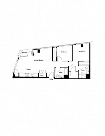 Floor plan for 2 beds, 2 baths, 984 sqft